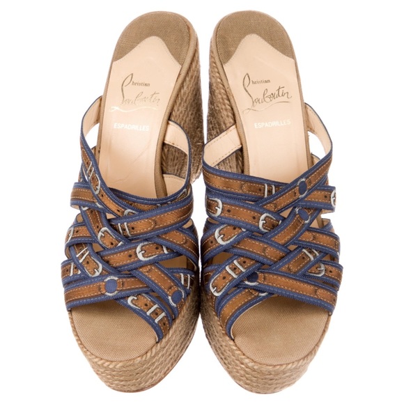 CHRISTIAN LOUBOUTIN size 38 printed wedge heels - Picture 3 of 15